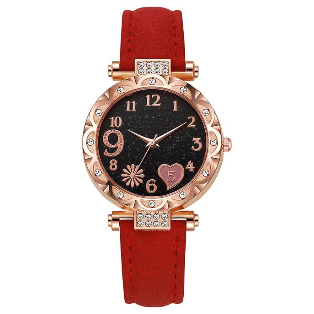 Light Luxury Leather Band Women's Watch Rhinestone Fresh Design Quartz Watch Ladies Watch Daily Wear