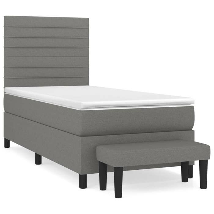 Maison Exclusive - Sommier à lattes de lit avec matelas Gris foncé 100x200cm Tissu