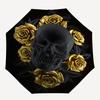 1PC Skull Roses Automatic Open/close Umbrella with 8-Rib Structure for Women/Men, All-Season Use - Travel Essential, Stylish Accessory, Highquality Fa