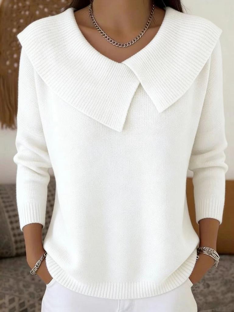 Women's Long Sleeve Doll Neck Knit Sweater