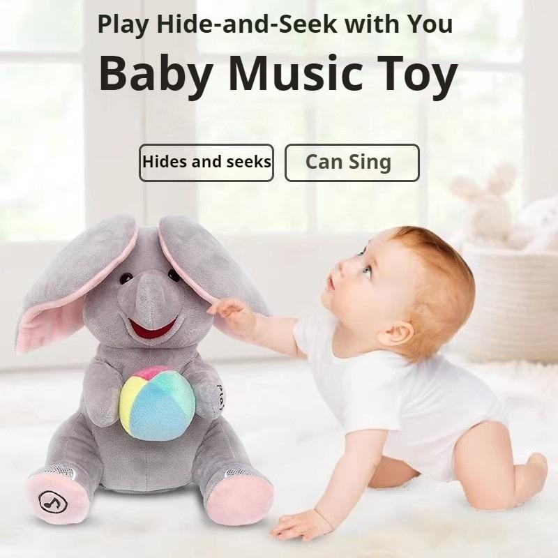 Children peek-a-boo elephant infant toy practice head-up training soothing doll artifact plush fan ears baby elephant
