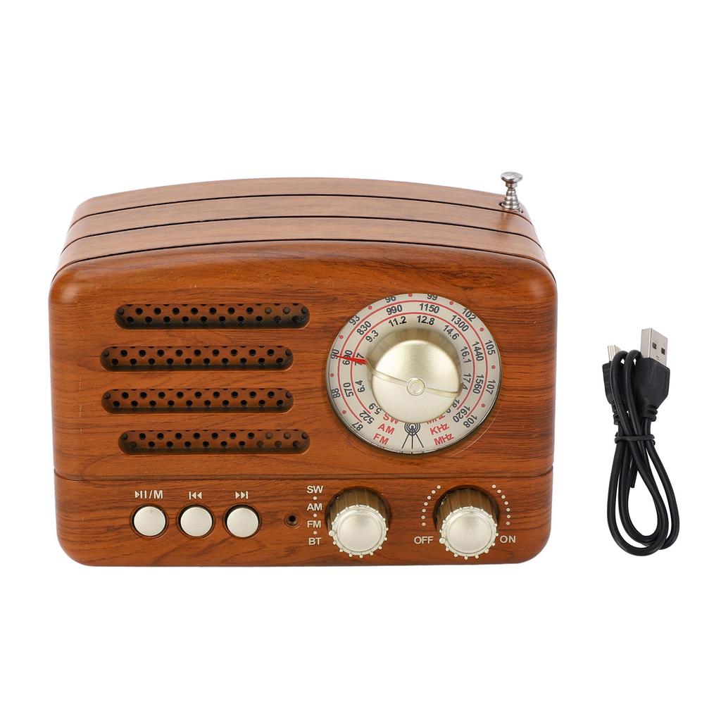Retro Bluetooth Speaker Wireless Great Sound Quality Wooden Portable AM FM Radio for Bedroom Dining