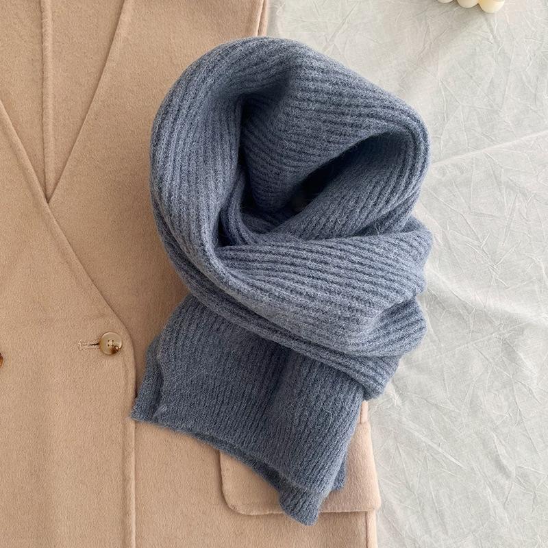 Japanische Studenten-Schals für Damen, warm im Herbst und Winter, verdickt, solide, vielseitig, einfach, zum Stricken, für Wollliebhaber