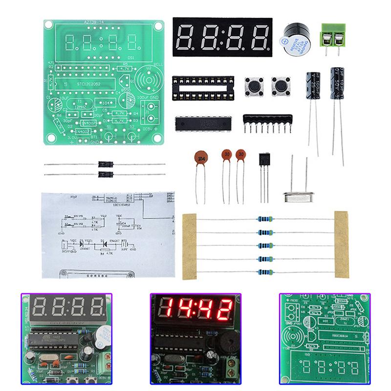 AT89C2051 Digital LED Display 4 Bits Electronic Clock Electronic Production Suite DIY Kit DC3.7V-5.5V Four-digit Clock Kit