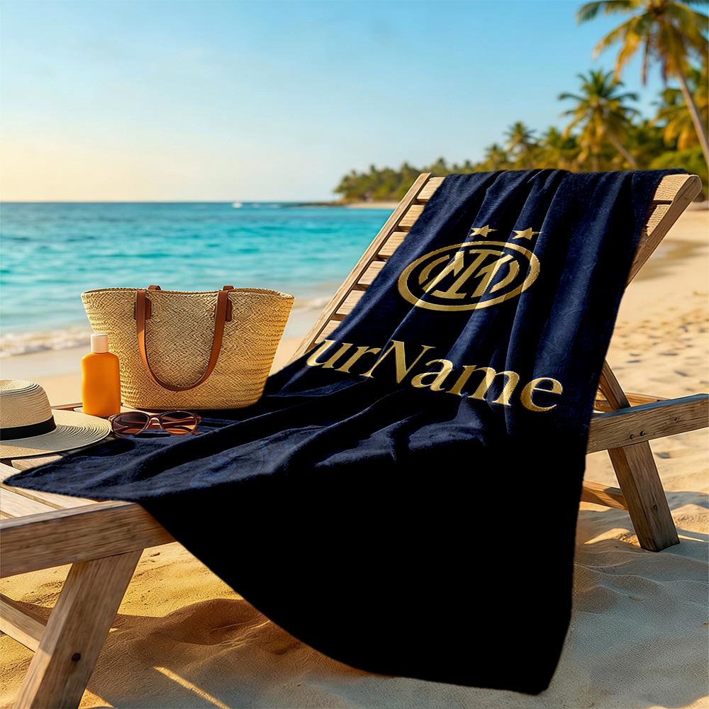 Inter Milan Customize Text Beach Towel Super Soft & Absorbent Suitable for Sports Travel Swimming Yoga Bathroom Beach And Pool