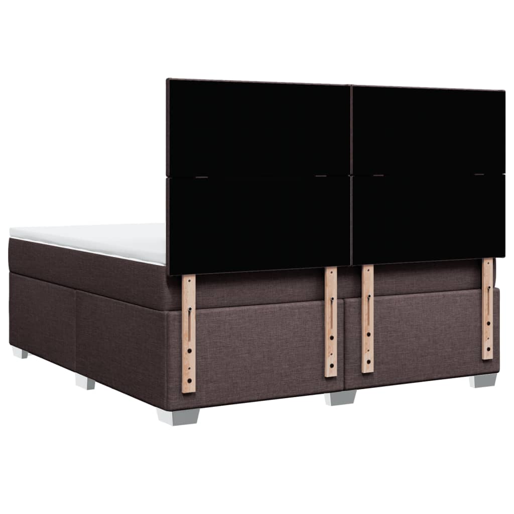 Box Spring Bed with Mattress Dark Brown 180 X 200 Cm Fabric