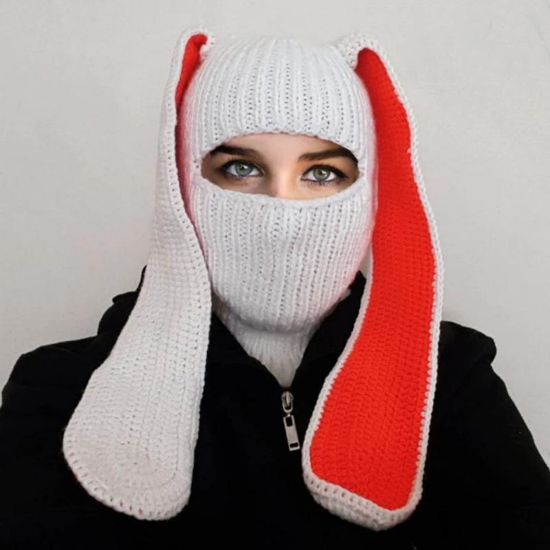 Crochet Halloween Party Funny Style Parent-child Horn Hat Ski Mask Woolen Hat