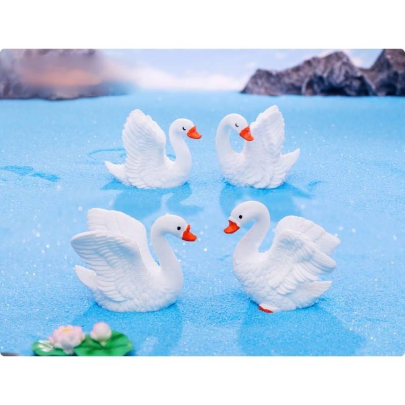 Charming Resin Swan Figurines Diy Creative Micro Landscape Desk Decorations