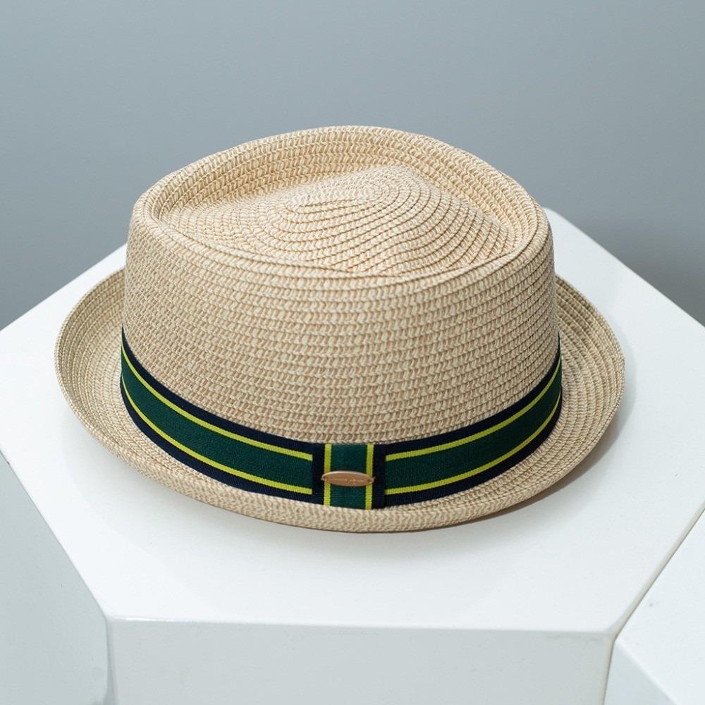 Handwoven British Trilby Straw Hat Vintage Beach Sun Hat Trendy Straw Panama Hat бежевый