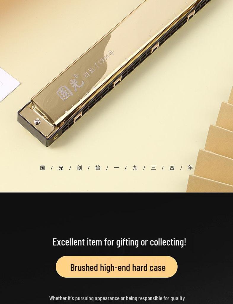 Guoguang 24-hole C Key Tremolo Harmonica for Beginners - Child's Entry-Level Primary School Student Model, High-Grade and Genuine.