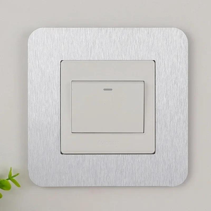 1PCModern Simple Anti-Dirty Buckle Type Non-Adhesive Dustproof Switch Protective Cover Outlet Wall Sticker Aluminum Socket Frame
