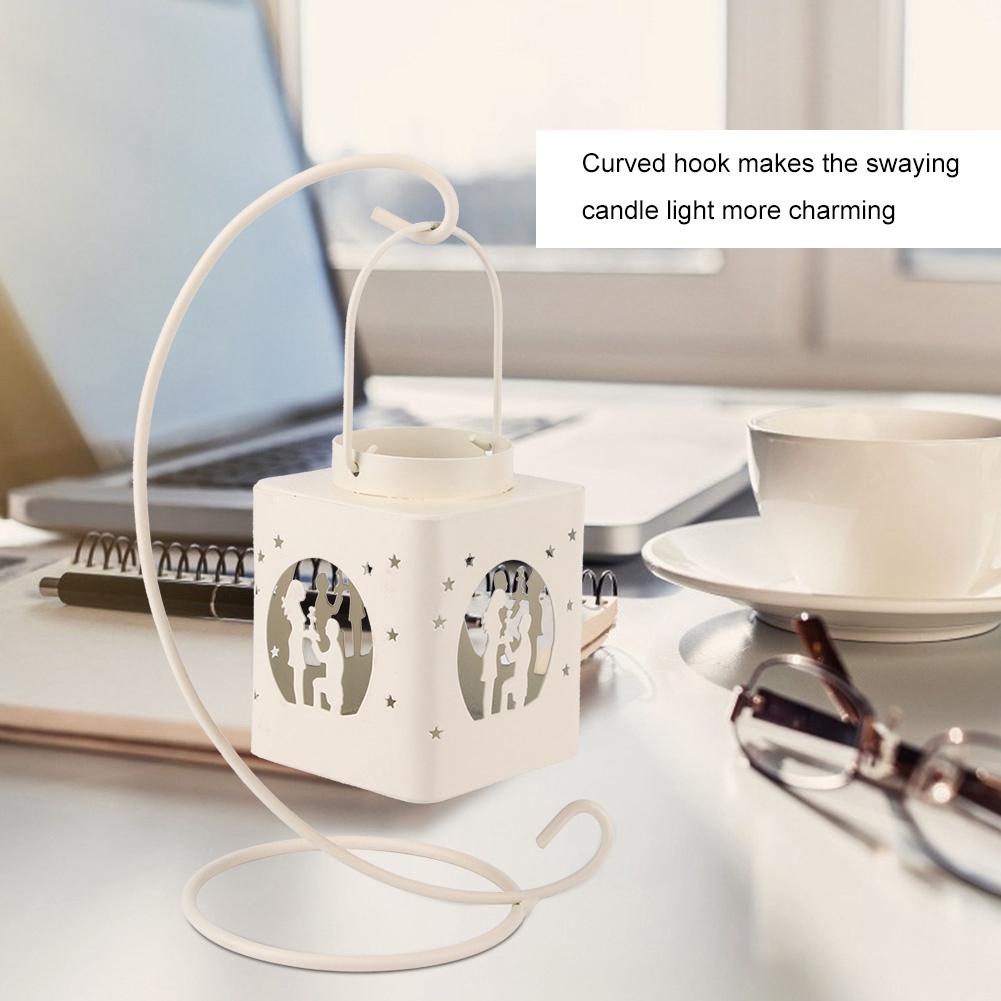 Stylish Hollow out Candlestick Candle Holder Home Table Decoration Ornament with Lover DecorWhite