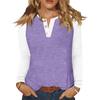 Women's T Shirt Color Block Button Long Sleeve Daily Weekend Fashion Basic V- Neck Regular Top