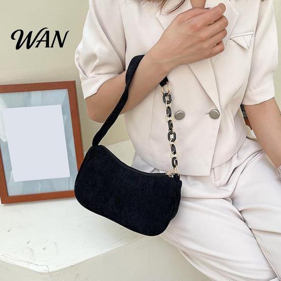Corduroy Purse Women Shoulder Bag Stylish Top Handle Crescent Retro Style Handbag Simple Armpit for Shopping Commuting Dating