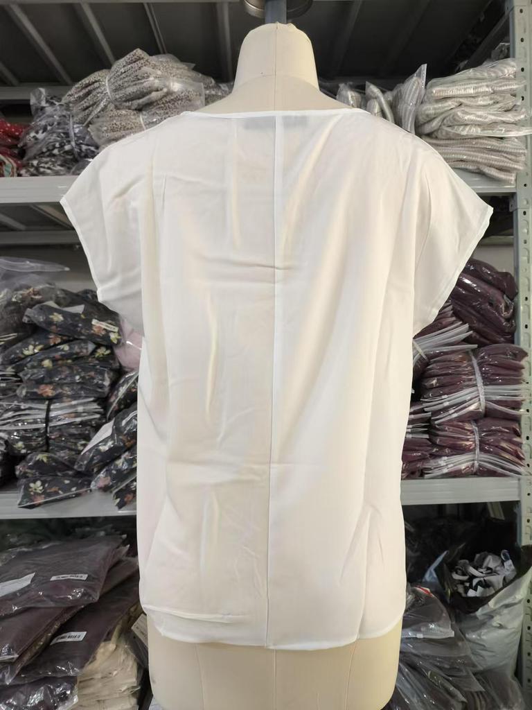 European & American 2025 New Style Women's Short Sleeve Round Neck Striped Tie-Up T-shirt