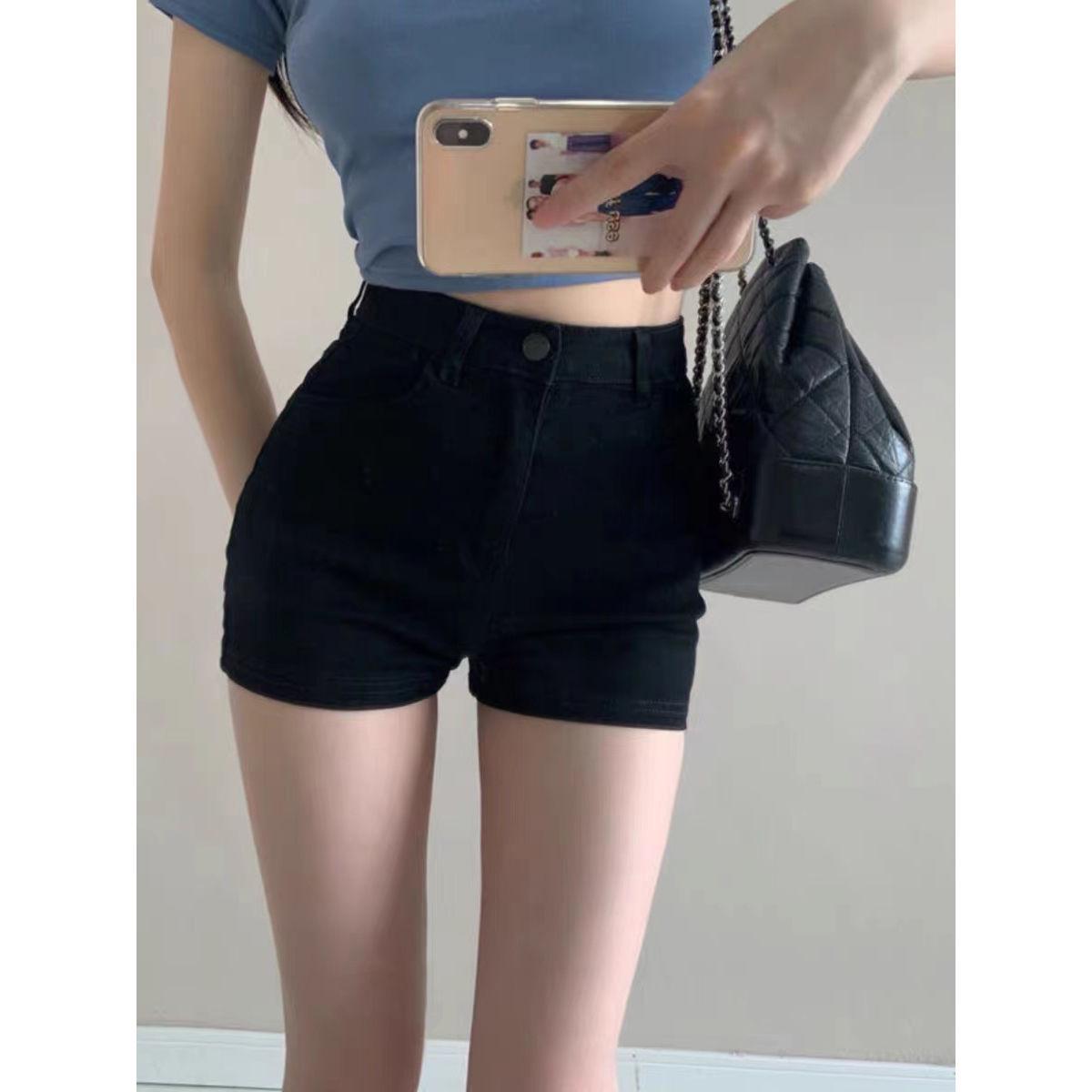 Women s 2026 Retro High-Waisted Denim Shorts, Loose Wide-Leg, Plus Size, Slimming Neutral Style Hot Pants XL (118-135 jin)