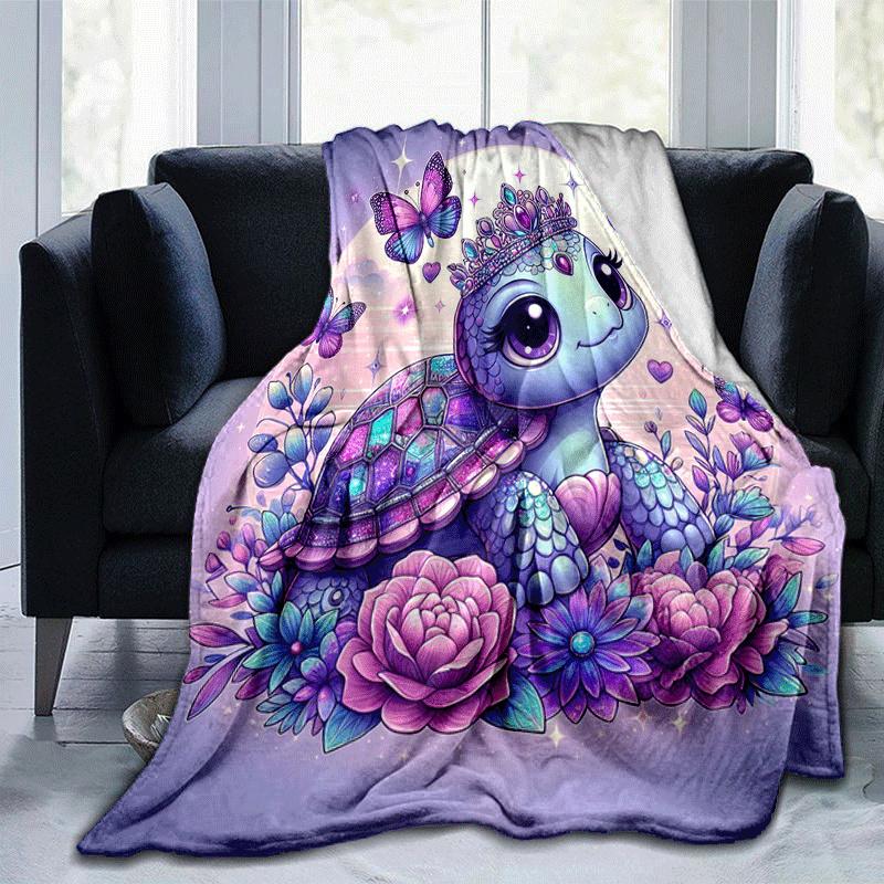 1pc Turtle Printing Lightweight Flannel Blanket, Comfortable and Warm Blanket, for Camping Sofa Bed and Couch Office, Suitable for Gift Blank