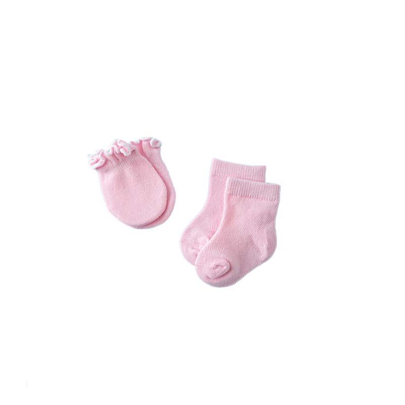 Newborn Anti Scratch Cotton Soft Baby Socks Gloves Sets Solid Color Boys Girls Mittens Suits 2 pair