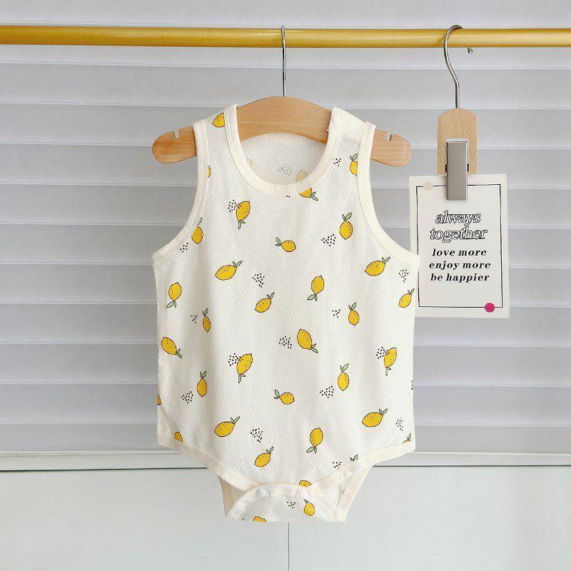 Baby Girl Romper with Suspenders, Newborn Summer Pure Cotton One-Piece Crawling Outfit, Thin Outerwear for Boys and Girls