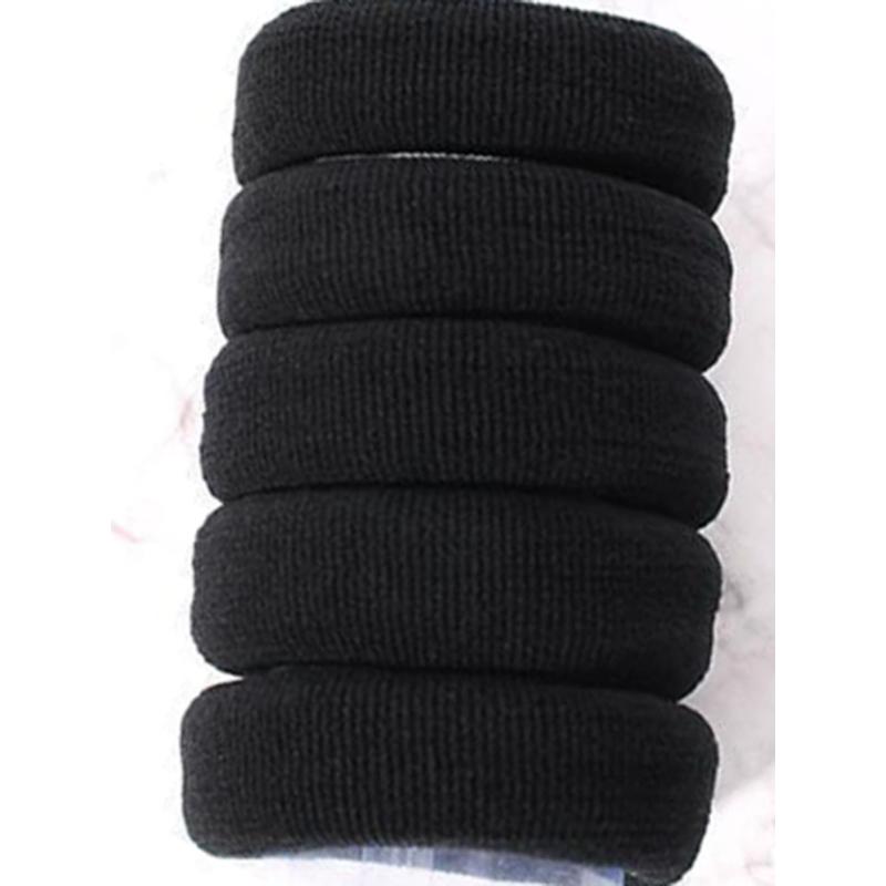 

5 шт. черных толстых резинок для волос и цветных эластичных лент для высоких хвостов, подходят для прически пучок/высокая прическа, бесследные и высокоэластичные, для повседневной носки в спортзале 5pcs