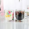 Creative Design 350ml Double Wall Glass Mug Cup With Dry Flower Fillings With Handles Kitchen Accessories WLL2149