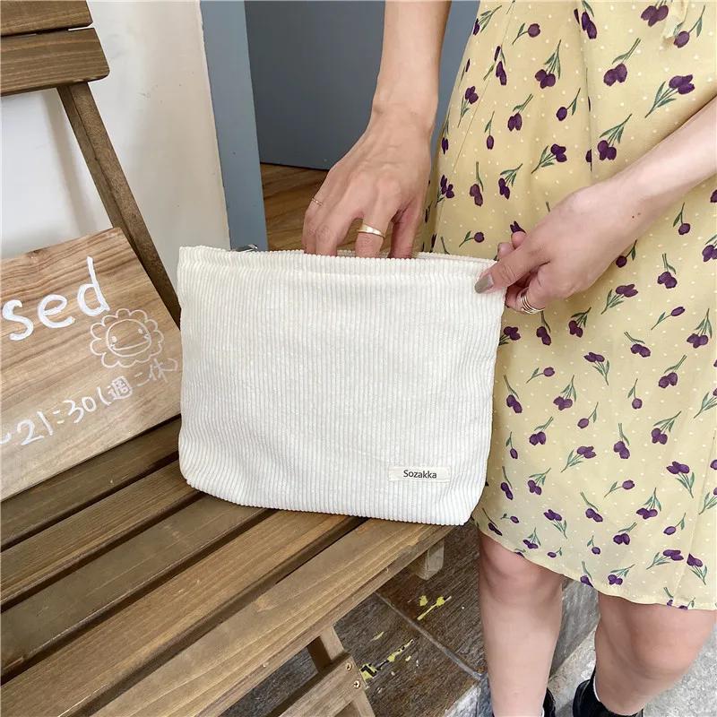 Organizzatore Pochette Trucco in Velluto a Coste Stampa Fiori Retrò Borsa Cosmetica Lavaggio Donna Viaggio Pochette Trucco Bellezza Toilette Custodie Portaoggetti