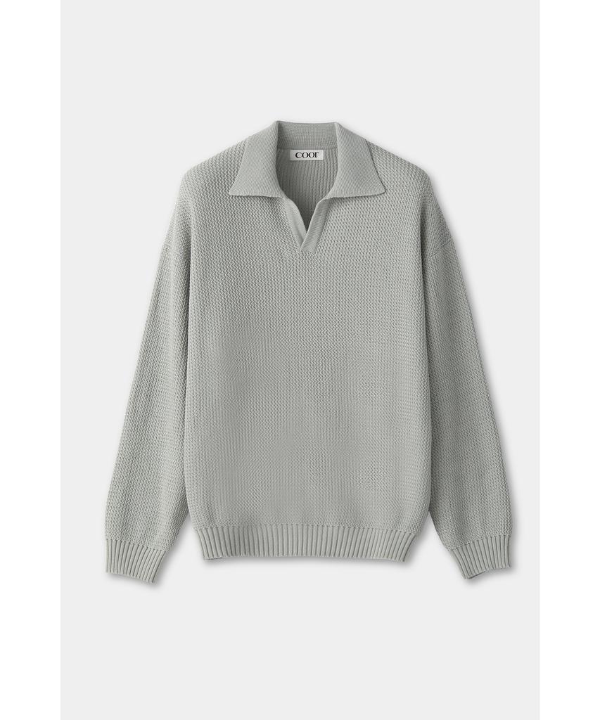 Kueo Crochet Open Collar Knit (Graysea Dusty Green)