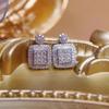 Classic & Elegant Sparkling Square Halo Zircon Stud Earrings