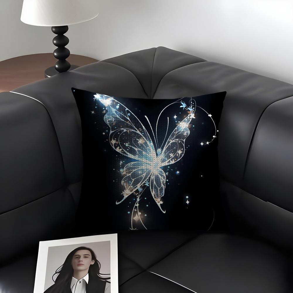 Butterfly INS Cushion Cover Natural Linen Organic Fabric DoubleSided Printing Sofa Home Decor Gift Pillow Case