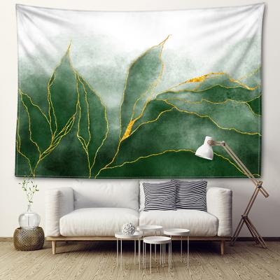Weiß-grüne, vergoldete Blattmuster-Wandteppich, moderner Kunststil Raum Schlafzimmer Arbeitszimmer Wohnzimmer Wandbehang Kunst Wanddekoration