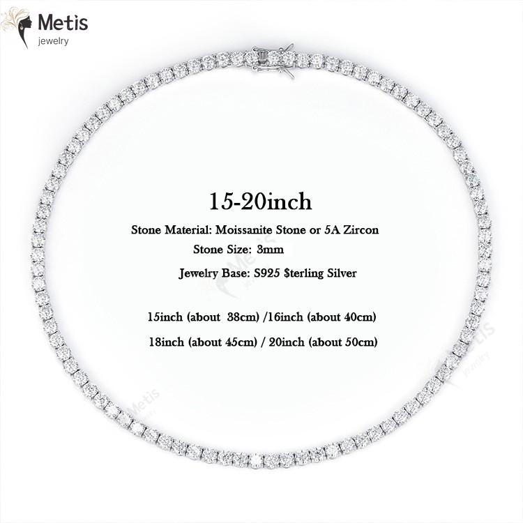 

3mm 925 Silver Double Lock Moissanite Tennis Necklace Bracelet D VVS1 Diamond with Certificates Neck Chain Fine Jewelry 16cm 6inch Bracelet&Moissanite
