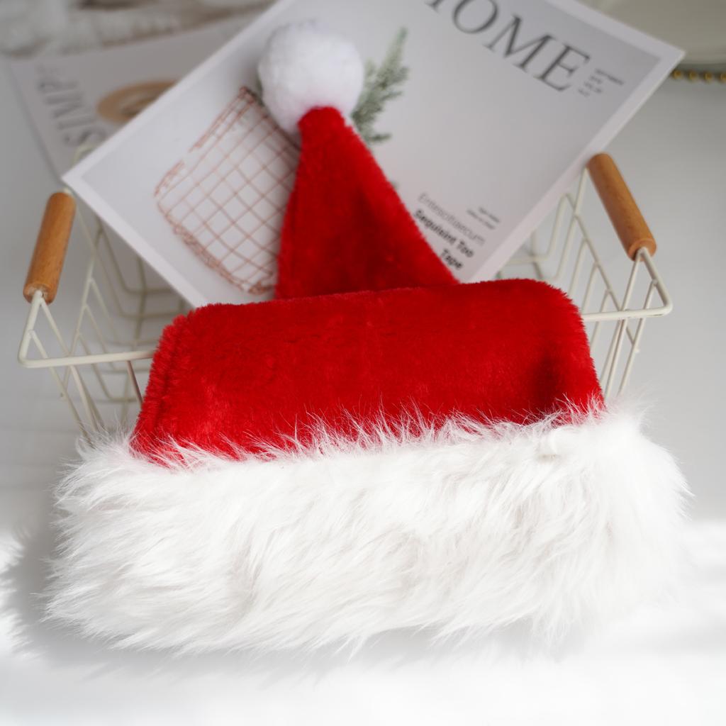 Cute Christmas Hat Thickened and Enlarged Super Soft Plush Santa Hat Christmas Decorations