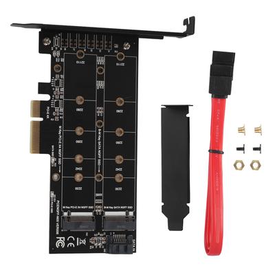 Placa Adaptadora PCI‑E 4X para M.2 NVMe SSD NGFF Chave B Chave M Expansão Interface Dupla