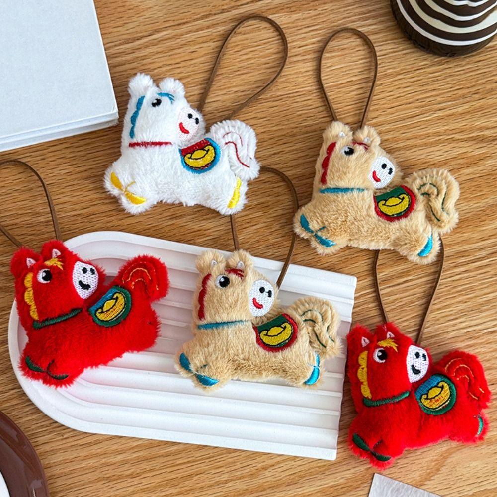 Cartoon Pony Dolls Good Luck Plush Horse Keychain Ins Horse Year Pendant  New Year Gift