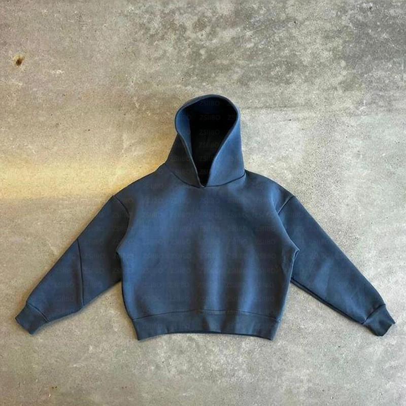 Unisex Oversized Hooded Sweatshirt Matching Joggers Set Solid Color Streetwear Casual Lounge Wear