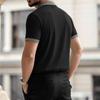 Polo Estiva da Uomo a Colore Unito Manica Corta Casual Traspirante Leggera Misto Cotone Top con Collo e Polsini a Quadretti