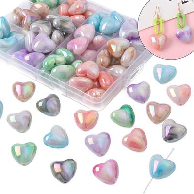 470G Acrylic Beads UV Dual Color Halo Dyed Peach Heart Beads for DIY Necklace Bracelet Earring Jewelry Making