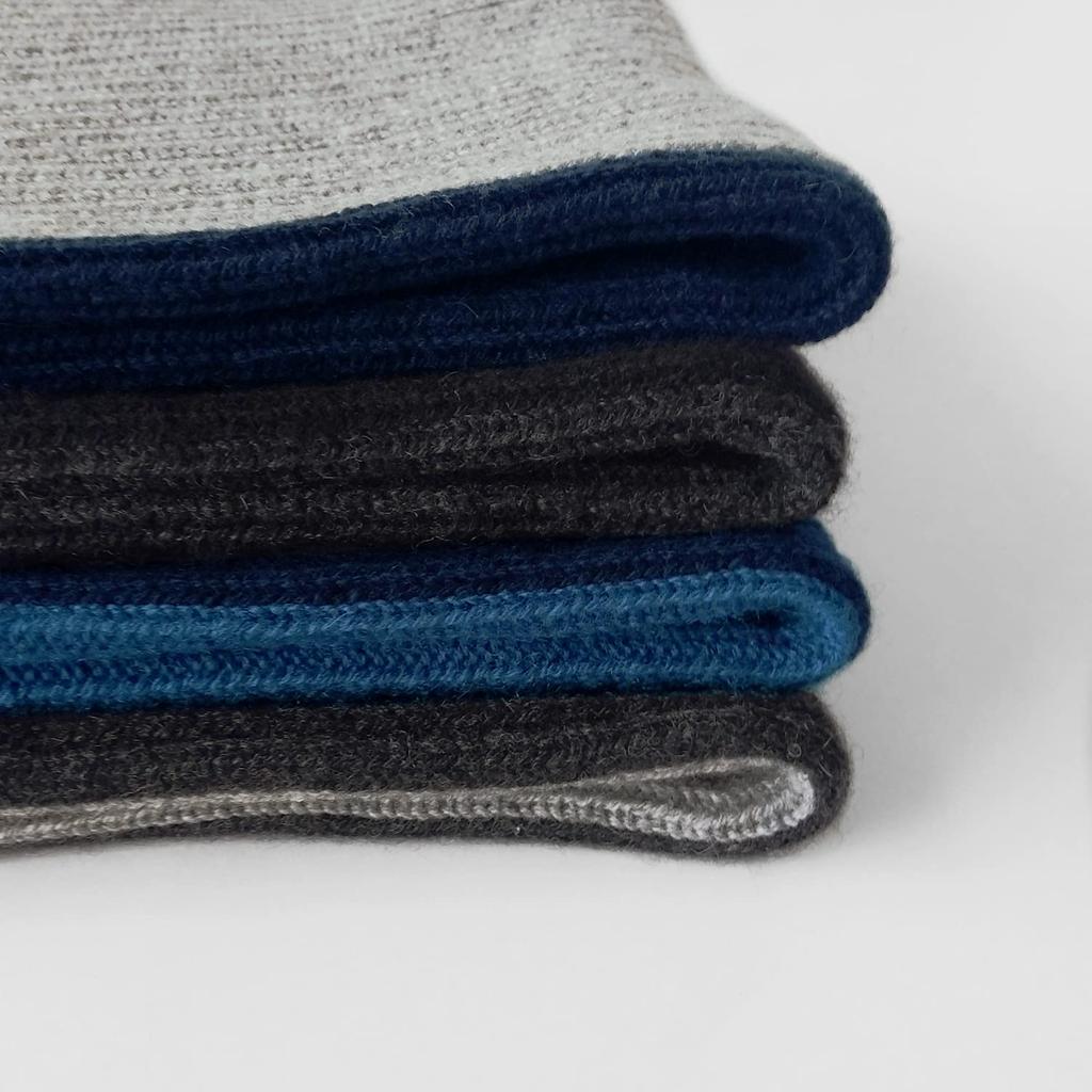 Prodigal Cashmere Reversible Scarf for Men Navy x 100% One-Loop (Free Size, Prussian)