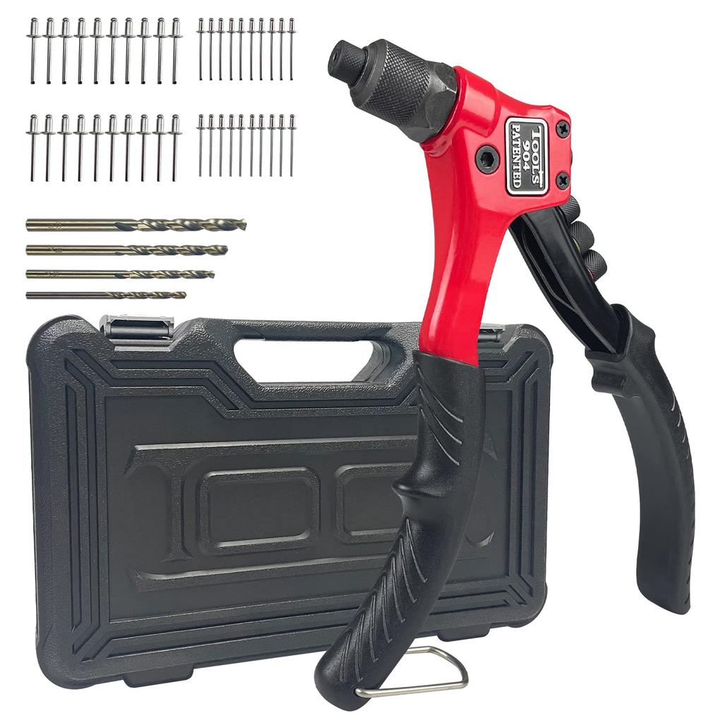 Sutekus Hand Riveter Blind Rivet Set with 200 4 Size and 4 Tool Compatible with and Rivets Set, Rivets, Inserts, Nosepieces, 2.4mm, 3.2mm, 4.0mm,