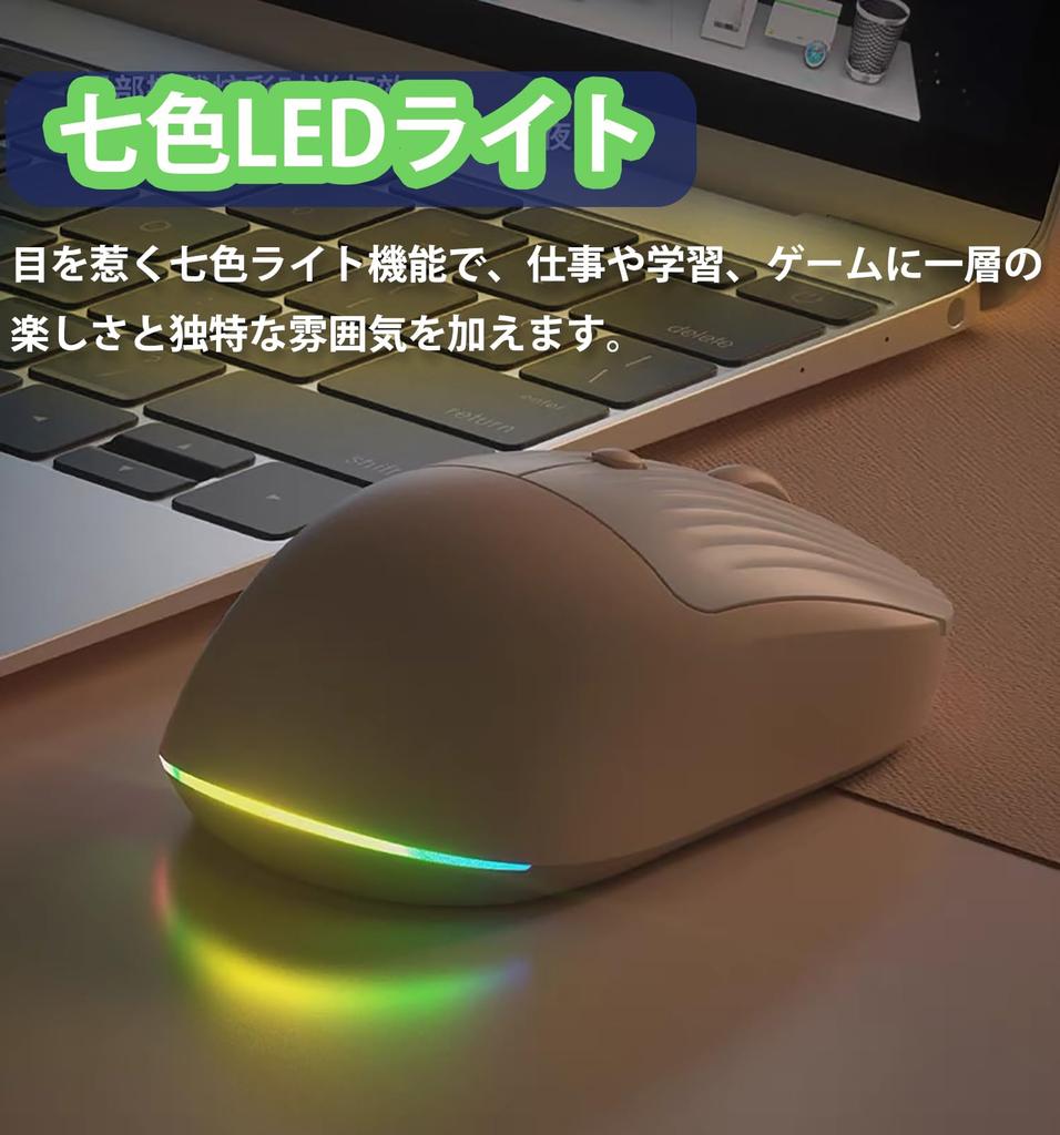 [Bluetooth & 2.4GHz] Silent Bluetooth USB Wireless Mouse, Type-C Rechargeable, 3-Level DPI Switching, 7-Color LED Light, Compact, Lightweight, High