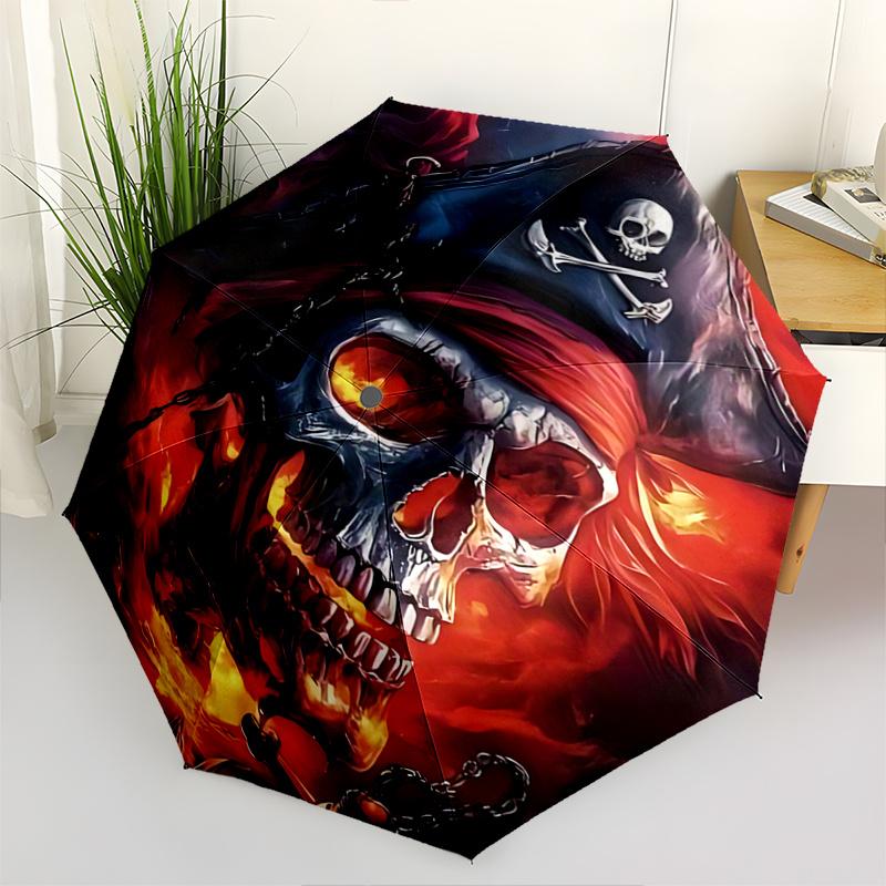 

1pc Pirate Skull with Crossbones Automatic Opening Folding Umbrella, 8 Bone Iron Frame, Outdoor for Fans, Travelers, Daily Use, Festival Gift.R08