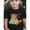 European Sizes Baby Boy Short Sleeve Spring Summer Autumn Cartoon Bear Driving Blue Car Cute Smiling Playful Print Casual T-Shirt