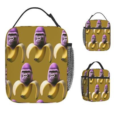 Italian Brainrot Banana Lunch Bag Kawaii Lunch Box Unisex Picnic Portable Insulated Cooler Bag Oxford Print Thermal Tote Handbag