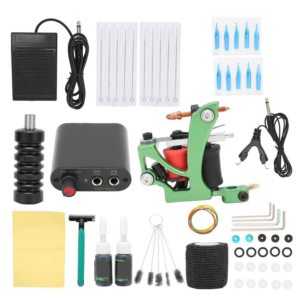 Professional 10 Wrap Coil Machine Kit Tattoo Power Supply for Tattoo Artists Beginners 90‑265VUS
