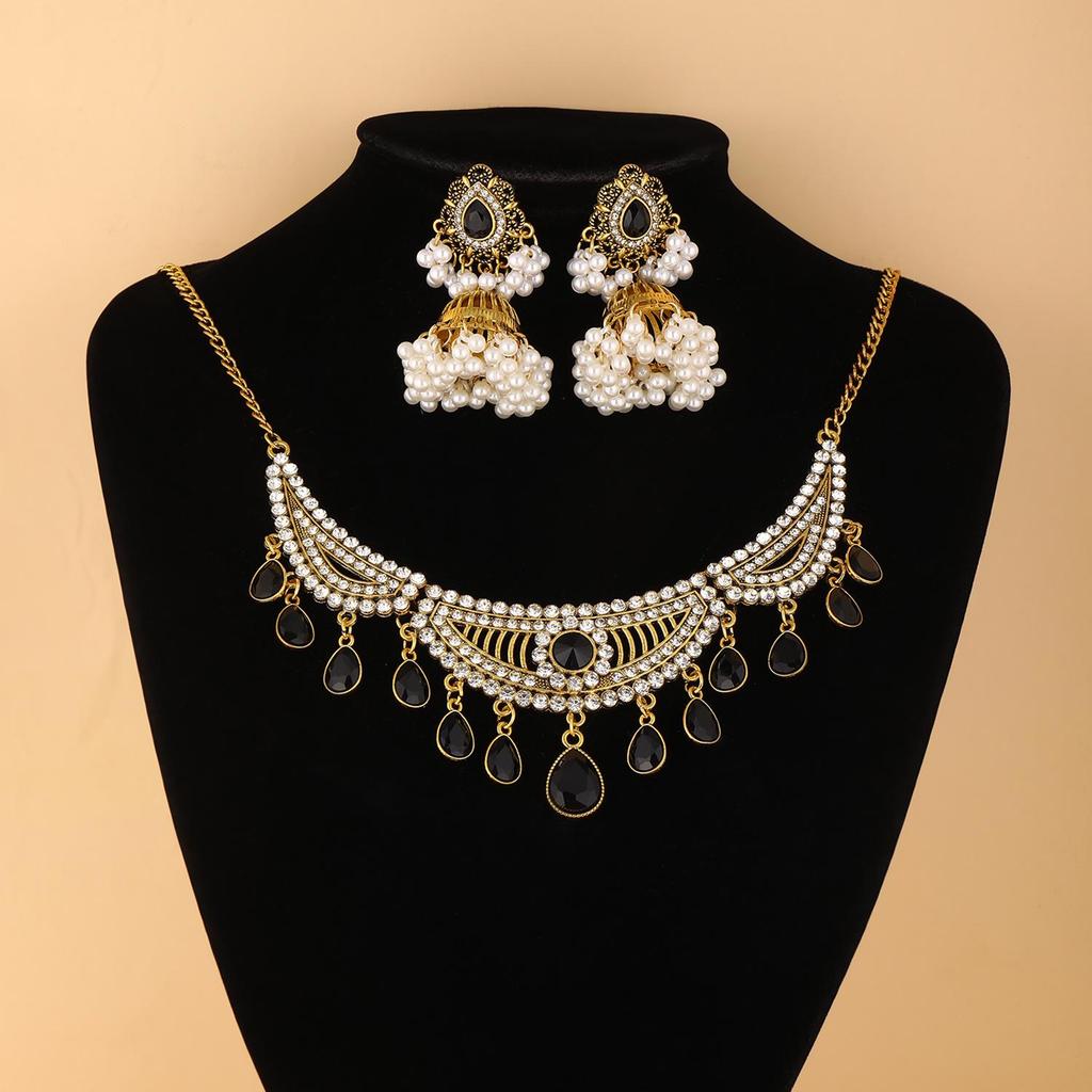Middle Eastern Style Water Drop Necklace & Bell Earring Set