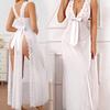 New Extended High Split Big Bow Women's Lace Transparent Sexy Underwear Pure Desire Pajamas Long Nightgown