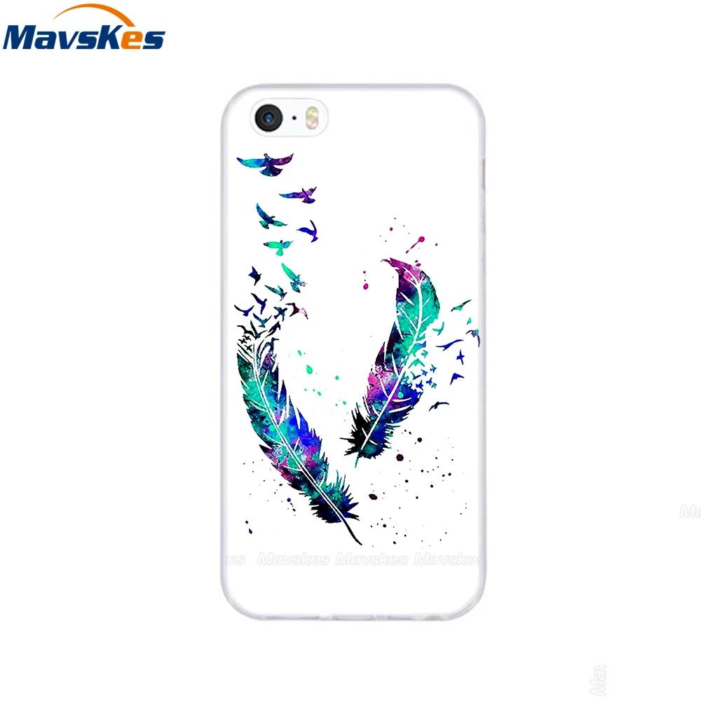 For iPhone 5s SE 5 Case Cover Silicone Soft TPU Cover Print Flower Cute Animal Phone Case For iPhone 6s 6 7 8 Fundas Clear Cases