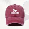I Love Honduras Graphic Washed Baseball Cap Polyester Casual Sports Adjustable Adult Hat
