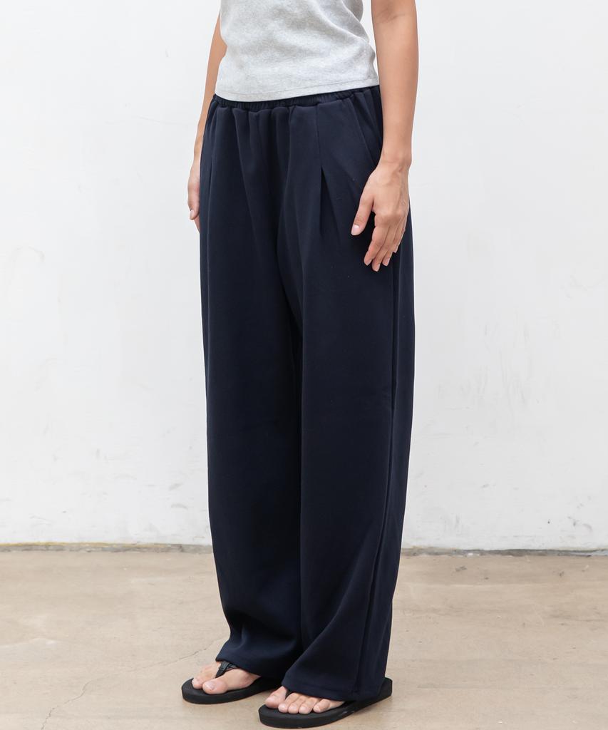 CHAMBROS Point Logo Pintuck Wide Sweatpants [Navy]