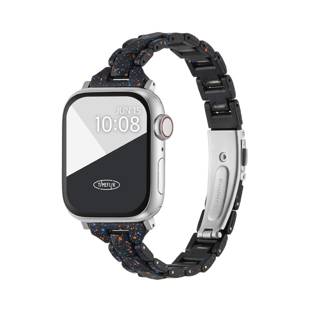 Taimpeullig Slim Acrylic Splatter Apple Watch Strap 3 Ultra 3 Se2 Galaxy Watch 6 Compatible Band - Dark Knight